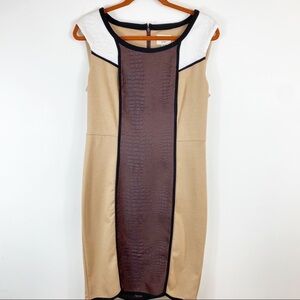 Eci New York Knee Length Dress Tan Brown Sz 8